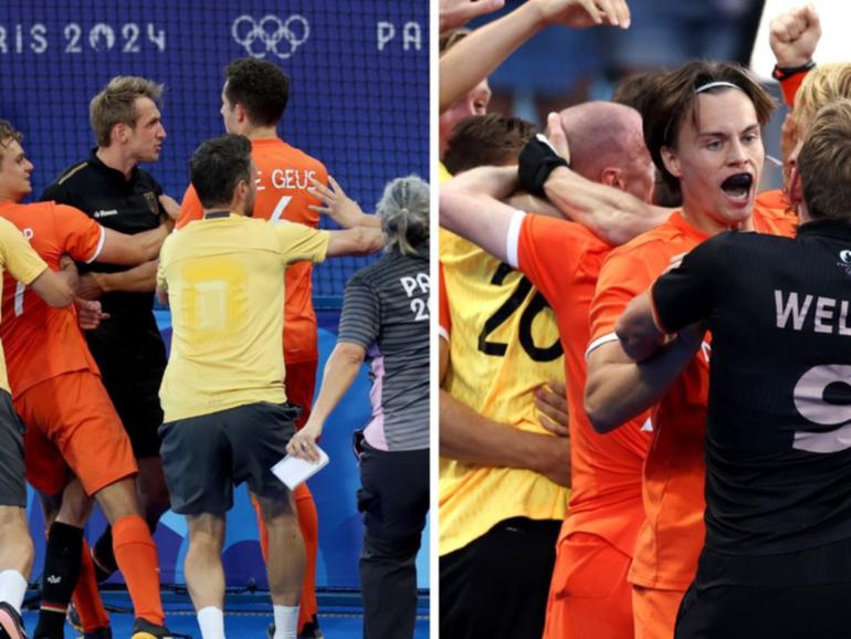 Tensions exploded during the Netherlands’ hockey gold celebrations. 