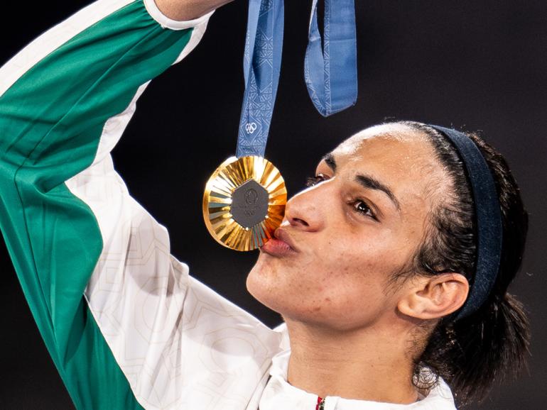 Imane Khelif with her gold medal.