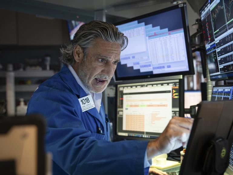 A trader at work ahead of the closing bell at the New York Stock Exchange in Manhattan on Monday afternoon, Aug. 5, 2024.  The S&P 500s fall earlier this week was only 3 percent, but that was still the biggest one-day decline since September 2022. (Ava Pellor/The New York Times) 