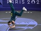 Australian breaker Rachael Gunn, also known as Raygun, during the breaking competition in Paris. (Dan Himbrechts/AAP PHOTOS)