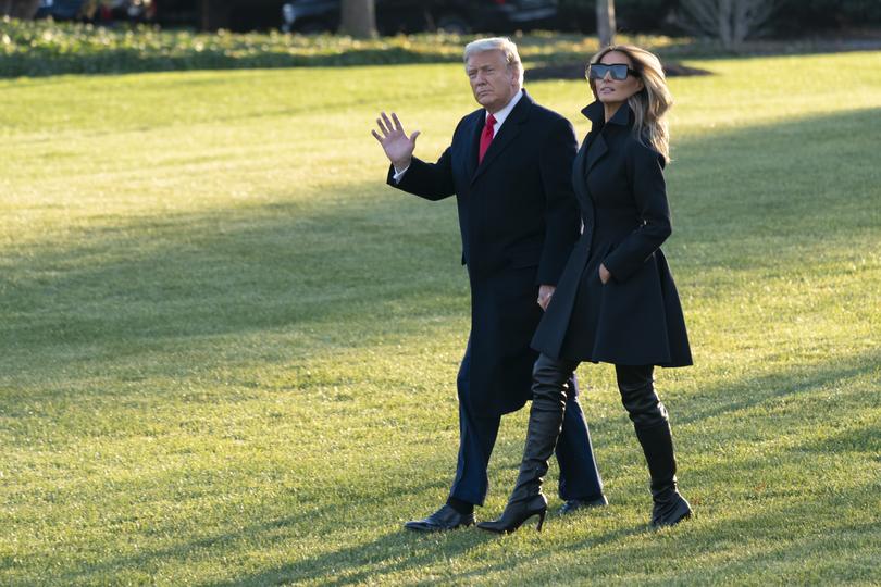 Then President Donald Trump and First lady Melania Trump departing the the White House on December 23, 2020.