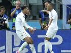 Jude Bellingham has set up Kylian Mbappe (R) for Real Madrid's second goal in the UEFA Super Cup. (AP PHOTO)