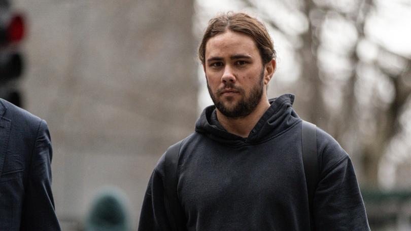 Orpheus Pledger (right) arrived for sentencing at the Melbourne Magistrates Court, in Melbourne, Friday, August 16, 2024.