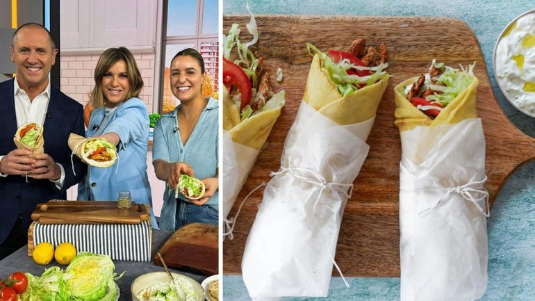 Wellness influencer and foodie Leah Itsines — the younger sister of fitness influencer Kayla — shares a family favourite recipe: Greek chicken gyros with tzatziki. Learn how to make them.