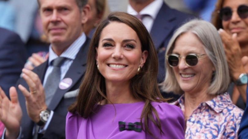 The Princess of Wales, pictured at Wimbledon recently,  was spotted running around with a toy Nerf gun.