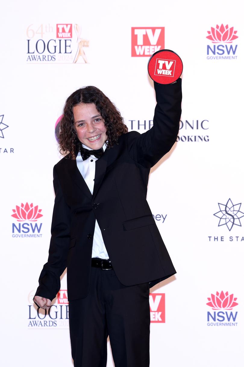 SYDNEY, AUSTRALIA - AUGUST 18: Felix Cameron poses with the Logie Award for Best Miniseries or Telemovie at the 64th TV WEEK Logie Awards at The Star on August 18, 2024 in Sydney, Australia. (Photo by Hanna Lassen/Getty Images for TV WEEK Logie Awards)