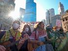 Protesters demonstrate in the lead-up to the Democratic National Convention in Chicago. 