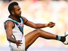 Port Adelaide forward Willie Rioli has been the subject of racial abuse on social media.  (Morgan Hancock/AAP PHOTOS)