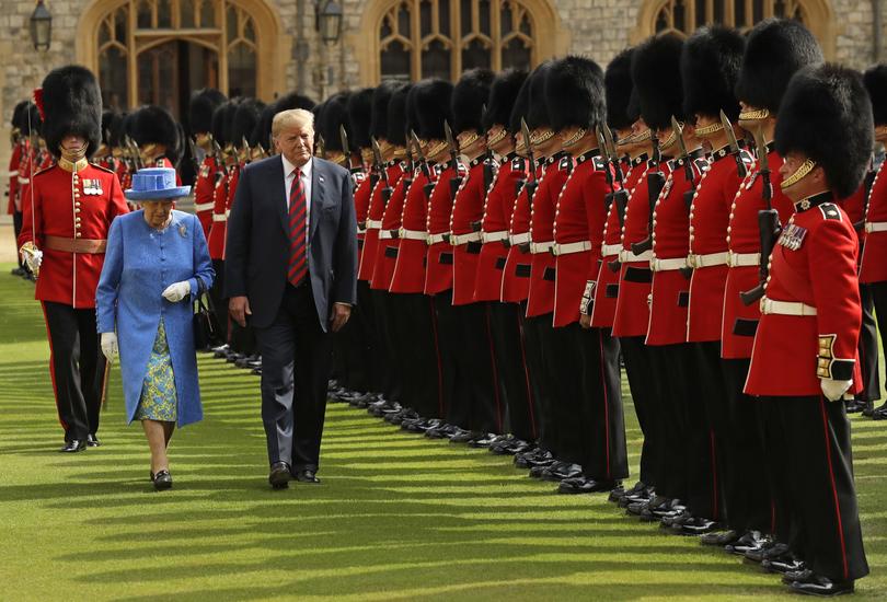 Then US President Donald Trump and Britain’s Queen Elizabeth II inspected a Guard of Honour, formed by the Coldstream Guards at Windsor Castle in Windsor in 2018.