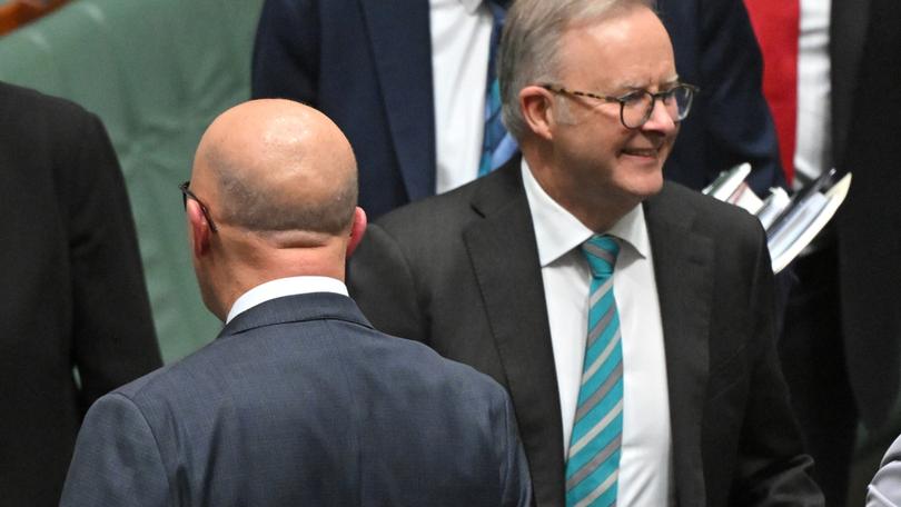 Prime Minister Anthony Albanese and Opposition Leader Peter Dutton during Question Time in the House of Representatives at Parliament House.