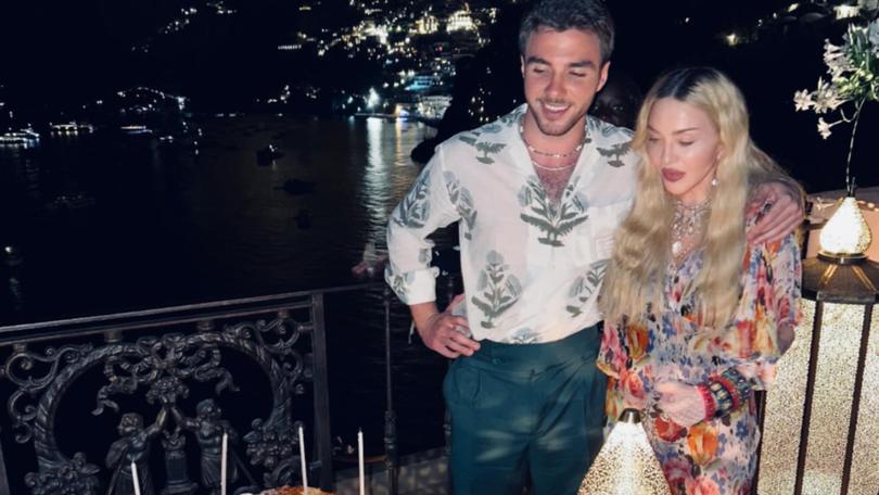 Madonna posed with her son Rocco as they celebrated his 24th birthday in Italy.