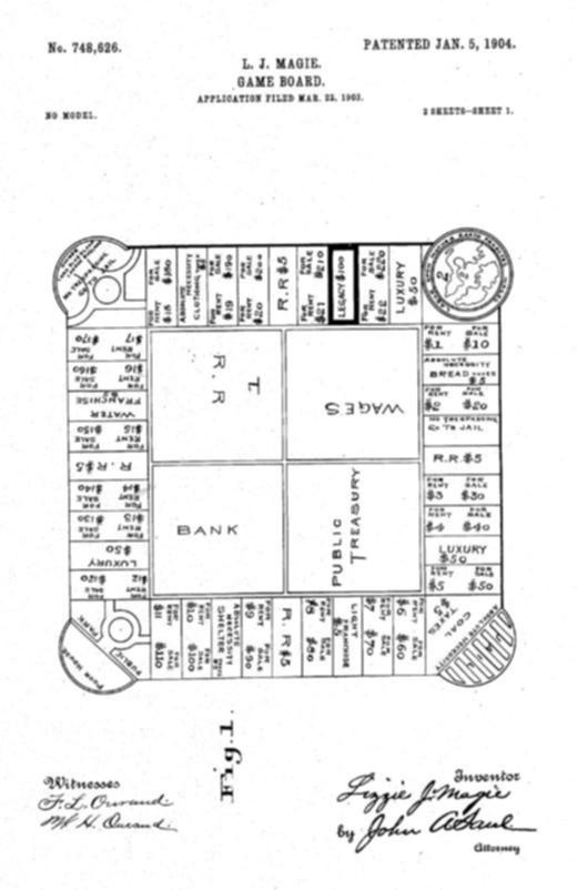 Elizabeth Magie's 1903 patent for the Landlord's Game.