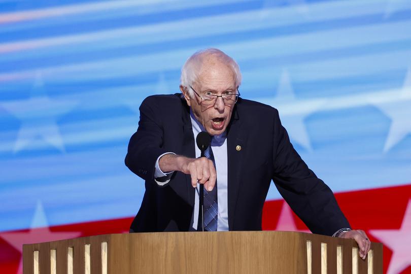 Senator from Vermont Bernie Sanders speaks on the second night of the Democratic National Convention .