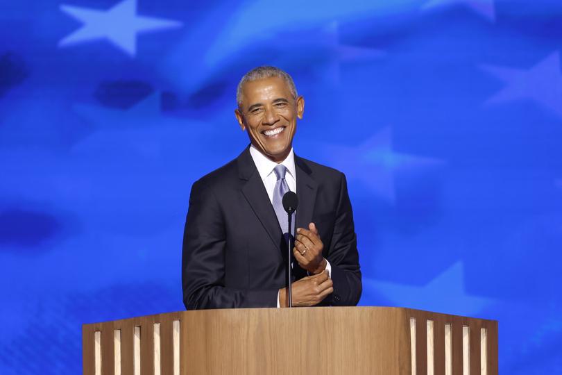 Former US President Barack Obama speaks during the second night of the Democratic National Convention.