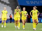 Alanna Kennedy shows her dejection after losing the Women's group B match between Australia and United States during the Olympic Games Paris.