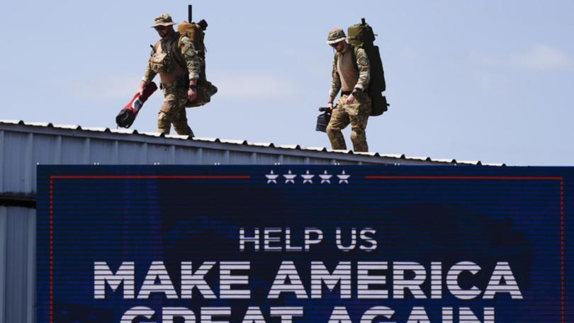 Security has been ramped up as Donald Trump spoke at his first outdoor rally since a shooting.