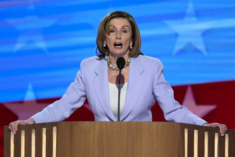 Rep. Nancy Pelosi, D-Calif., speaks during the Democratic National Convention Wednesday, Aug. 21, 2024, in Chicago. (AP Photo/J. Scott Applewhite)