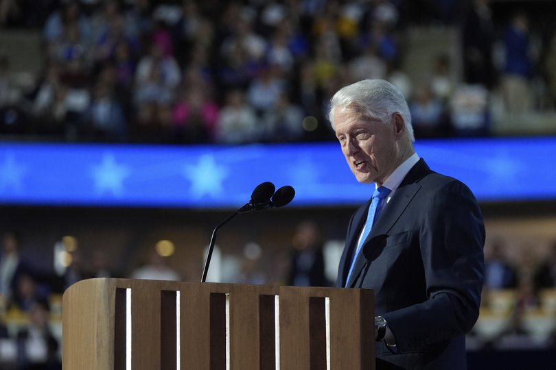 Former President Bill Clinton speaks during the Democratic National Convention Wednesday, Aug. 21, 2024, in Chicago. (AP Photo/Paul Sancya)