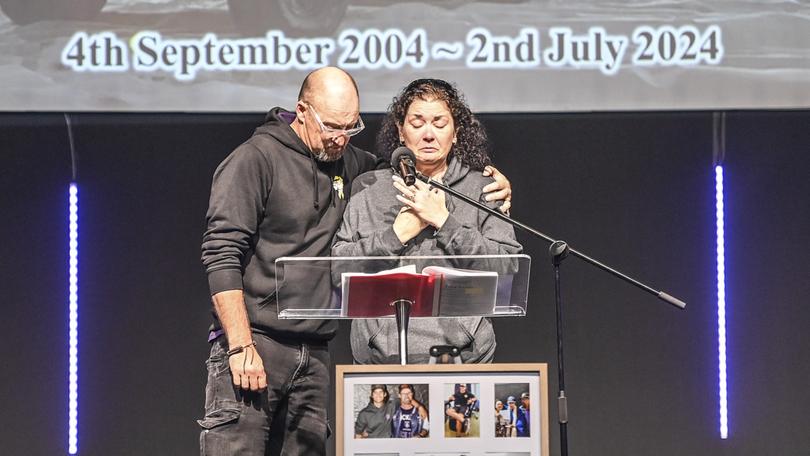 GEN Funeral service held for Levi Tracy at Chosen Church, Kelmscott. Levi's mother and father Nikki and Mark.