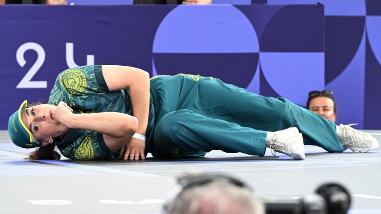 Raygun during her B-Girls round robin group B battle at the Breaking competitions in the Paris 2024 Olympic Games.