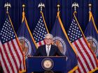 Jerome Powell, chairman of the US Federal Reserve, speaks during a news conference.