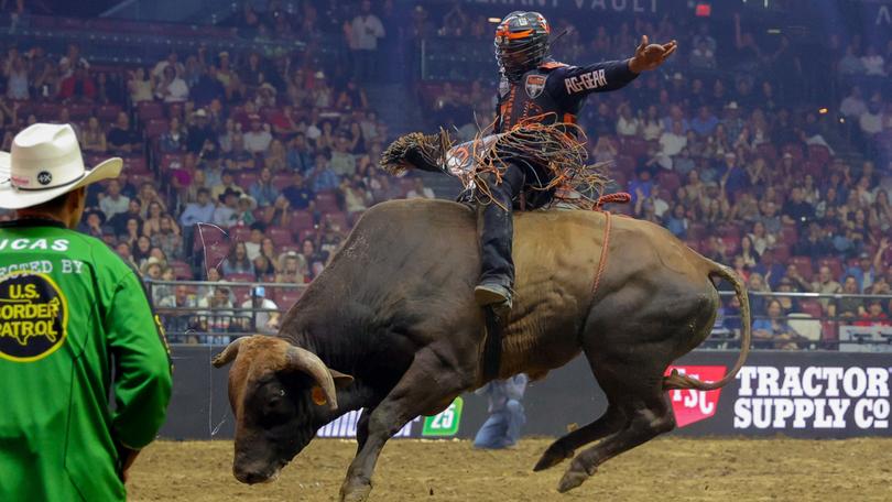 Cassio Dias rides Bamboozled during the PBR: Camping World Team Series Freedom Days in Florida.