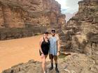 Chenoa Nickerson, who went missing at Grand Canyon National Park after she was swept into a creek during a flash flood, pictured hiking with her husband earlier.