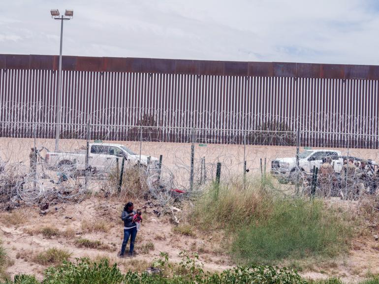 The U.S.-Mexico border from Ciudad Juárez, Mexico. The message Democrats put forward at their convention last week, a tougher line than in decades, reflects how deeply immigration remains a political vulnerability for the party. (Paul Ratje/The New York Times)