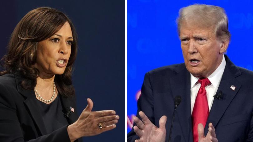 Kamala Harris and Donald Trump differ on whether microphones of those not talking should be muted. (AP PHOTO)