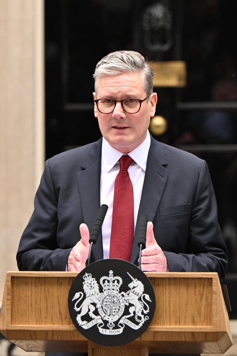 UK Prime Minister Sir Keir Starmer speaks to the media as he enters 10 Downing Street following Labour's landslide election victory on July 5, 2024.