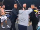 Michael Zerafa’s brother punches Tommy Browne’s trainer in the face. 