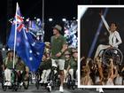 The Australians enter the opening ceremony as Paris lit up.