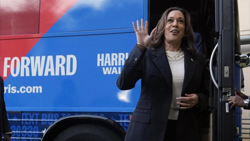 Kamala Harris is stepping up efforts to gain the support of Arab American voters. (AP PHOTO)