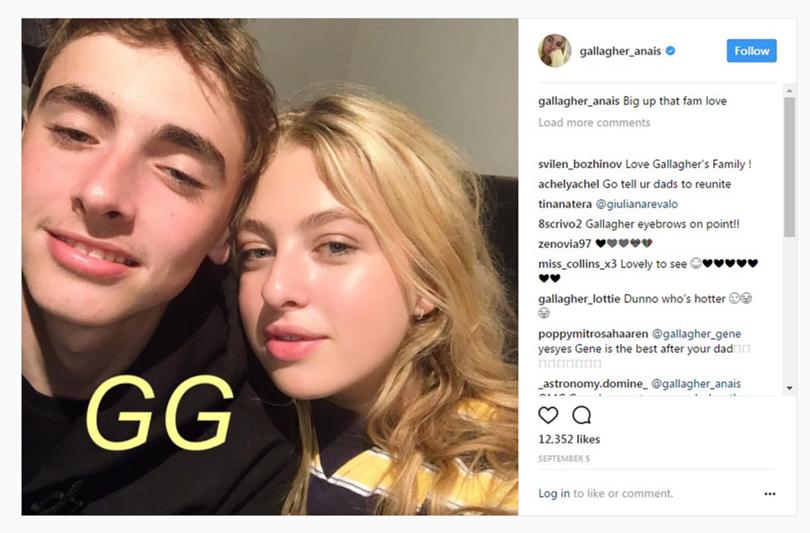 Gene Gallagher with cousin Anais pose together in an Instagram post from December.