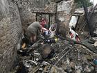 Women search the ruins of a house for surviving items after a Russian Shahed drone falls onto a residential area in Zaporizhzhia, Ukraine, on August 27, 2024. NO USE RUSSIA. NO USE BELARUS. (Photo by Ukrinform/NurPhoto via Getty Images) NurPhoto