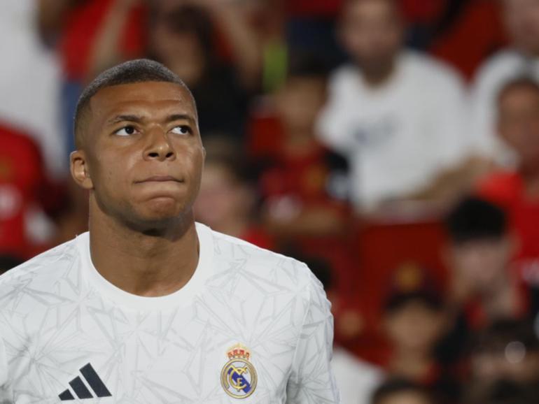 Mega-signing Kylian Mbappe is yet to score in La Liga for Real Madrid, who drew 1-1 at Las Palmas. (EPA PHOTO)