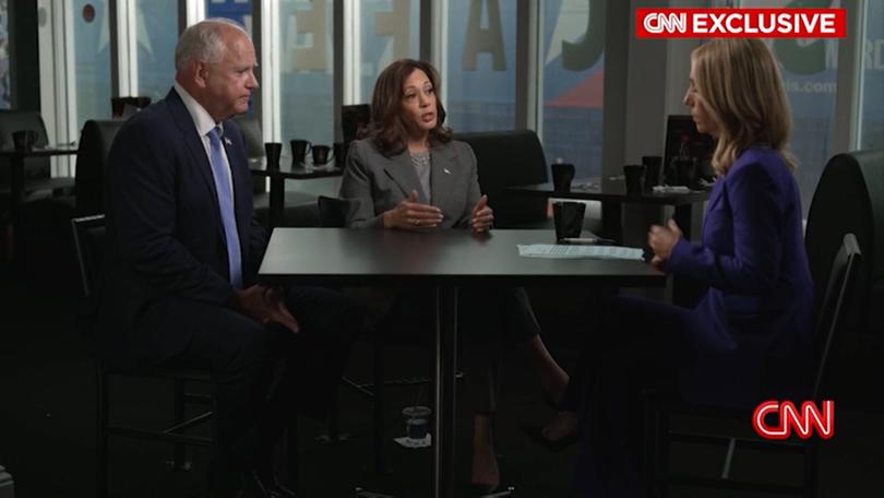 Kamala Harris in her first major TV interview as Democratic nominee on CNN.