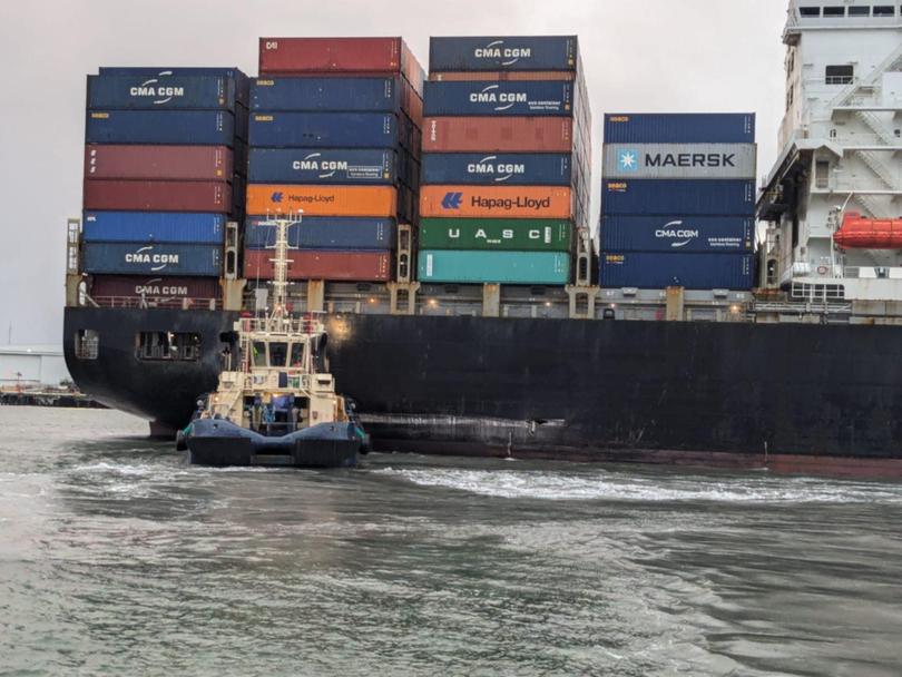 The shipping container smashed into the Leeuwin.