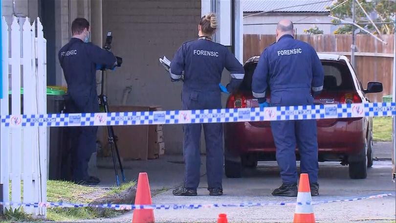 Police attend the scene in Dandenong.