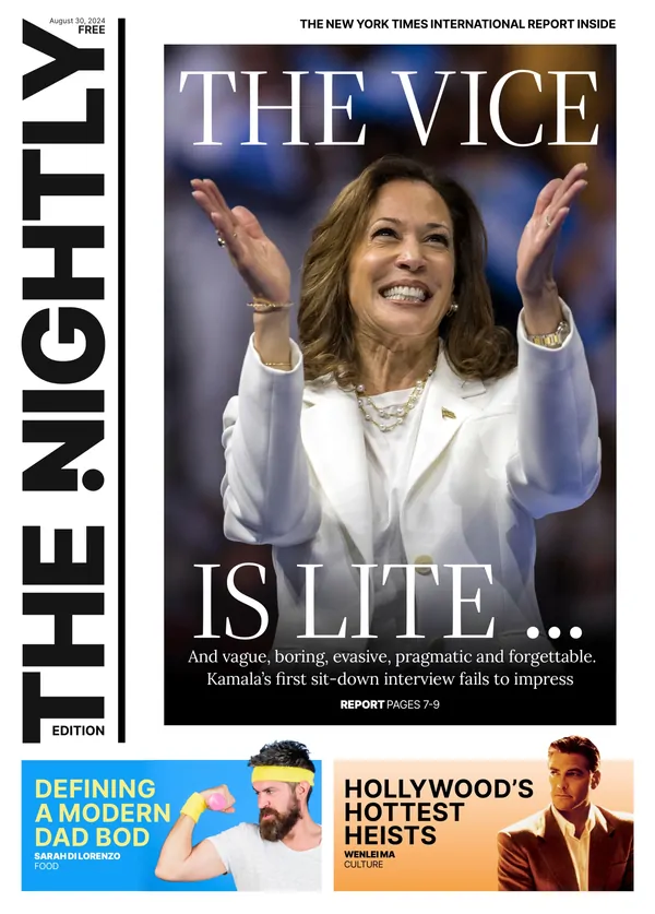 The front page of The Nightly for 30-08-2024