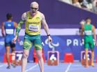 Chad Perris's passion after qualifying for the men's 100m T13 final is obvious. (Drew Chislett/AAP PHOTOS)