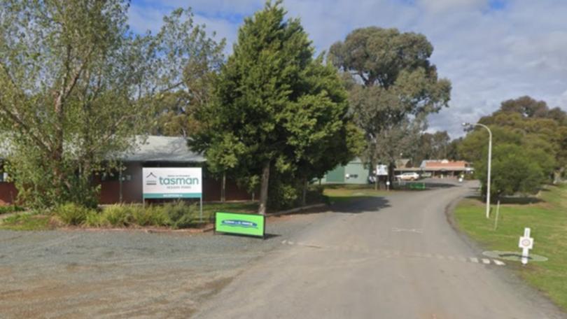 A 63-year-old woman has been killed when a tree fell on a cabin at the Merool on the Murray holiday park.