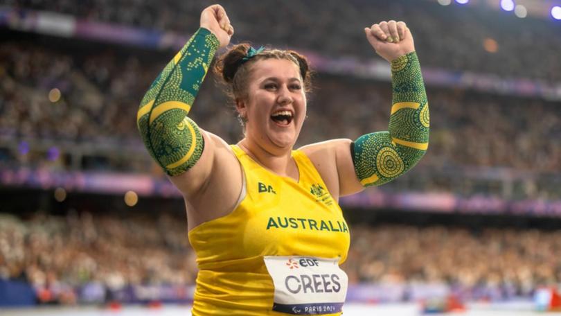 DaynaCrees proved the surprise of the day with three PBs on her way to Paralympics javelin bronze. (Drew Chislett/AAP PHOTOS)