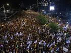 Israelis protest for hostage release and against the government during a demonstration in Tel Aviv, Israel, on Sunday.