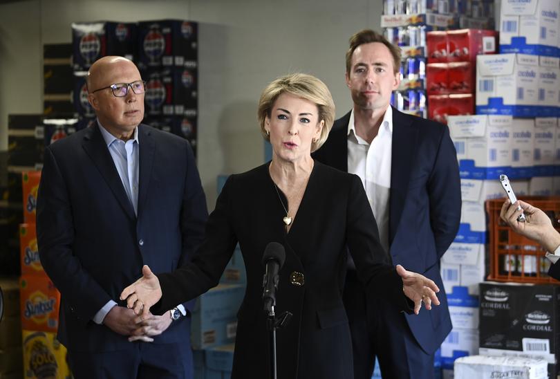 Leader of the Opposition Peter Dutton, Senator Michaelia Cash and Liberal candidate for Curtin Tom White visit the local IGA at Morris Place, Innaloo.