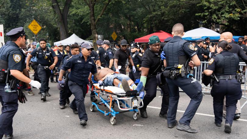 Several shots were fired into the crowd in Prospect Heights, Brooklyn, NY.