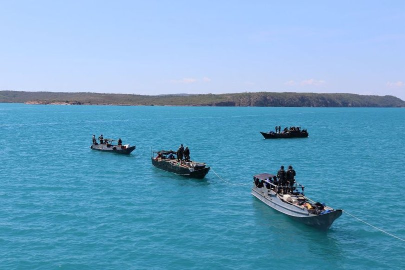 More than 30 illegal fishermen managed to catch 700kg of sea cucumber and 4kg of shark fin before their boats were intercepted off WA’s Kimberley coast.