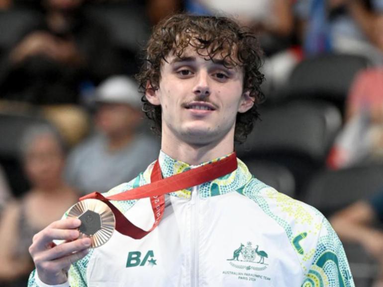 Australia's Alex Saffy bagged a bronze medal in the  the men's100m butterfly (S10) final in Paris. (Delly Carr/AAP PHOTOS)