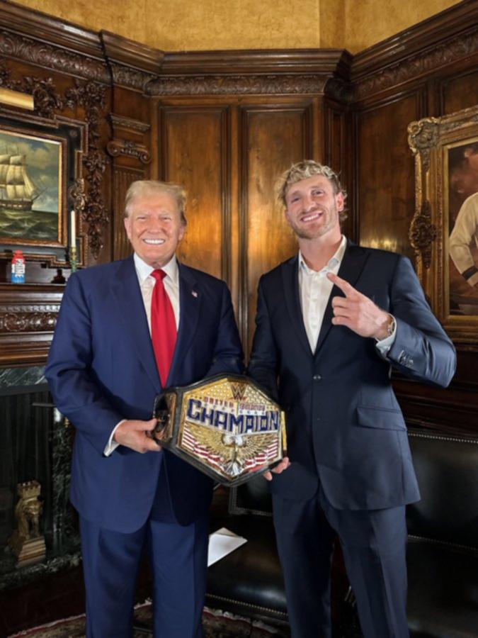 Donald Trump with podcaster Logan Paul in a photo posted to Paul's X account