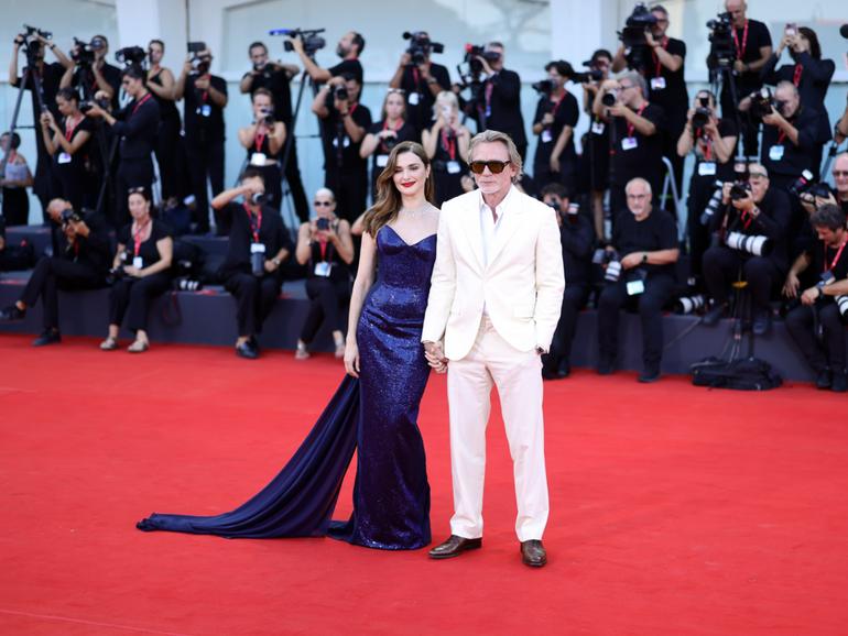 Rachel Weisz and Daniel Craig attend the "Queer" red carpet during the 81st Venice International Film Festival.